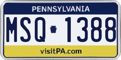 PA license plate MSQ1388