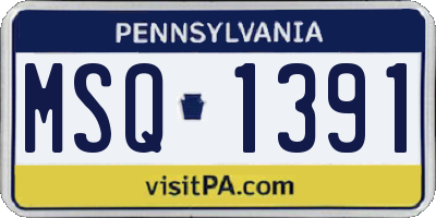 PA license plate MSQ1391