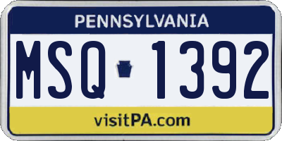 PA license plate MSQ1392