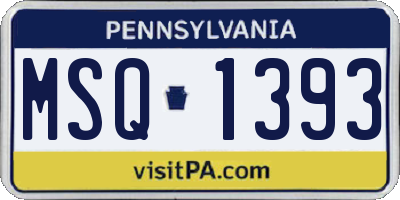PA license plate MSQ1393