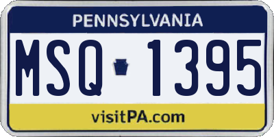 PA license plate MSQ1395