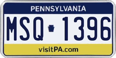 PA license plate MSQ1396