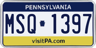 PA license plate MSQ1397