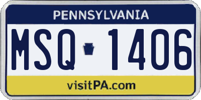 PA license plate MSQ1406