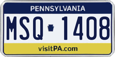 PA license plate MSQ1408