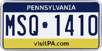 PA license plate MSQ1410