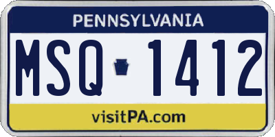 PA license plate MSQ1412