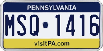 PA license plate MSQ1416
