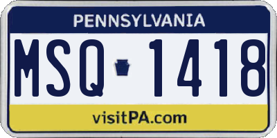 PA license plate MSQ1418