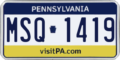 PA license plate MSQ1419