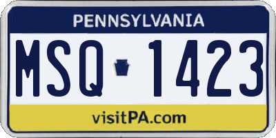 PA license plate MSQ1423