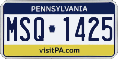 PA license plate MSQ1425