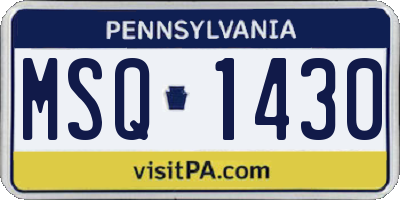 PA license plate MSQ1430