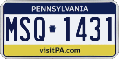 PA license plate MSQ1431