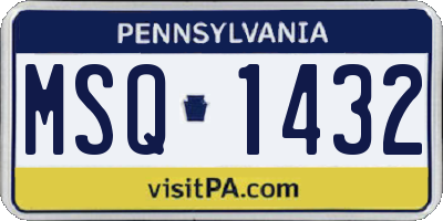 PA license plate MSQ1432