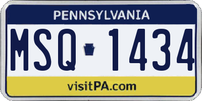 PA license plate MSQ1434