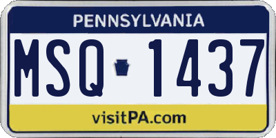 PA license plate MSQ1437