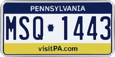 PA license plate MSQ1443