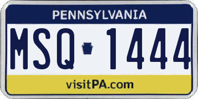 PA license plate MSQ1444