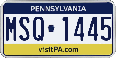 PA license plate MSQ1445