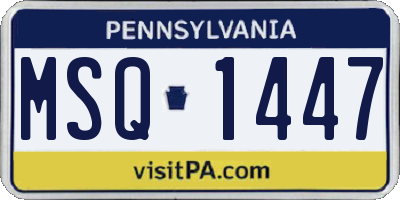 PA license plate MSQ1447