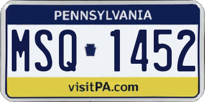 PA license plate MSQ1452