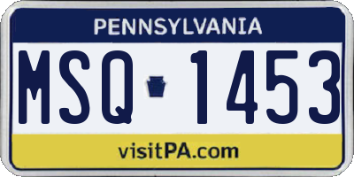 PA license plate MSQ1453