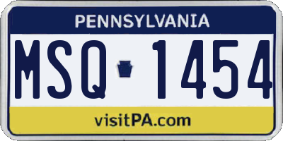 PA license plate MSQ1454