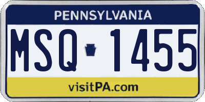 PA license plate MSQ1455