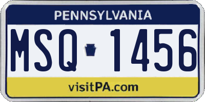 PA license plate MSQ1456