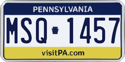 PA license plate MSQ1457