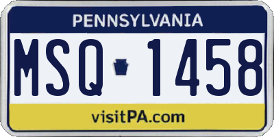 PA license plate MSQ1458