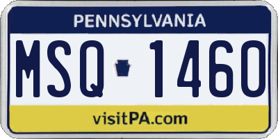 PA license plate MSQ1460