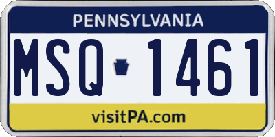 PA license plate MSQ1461