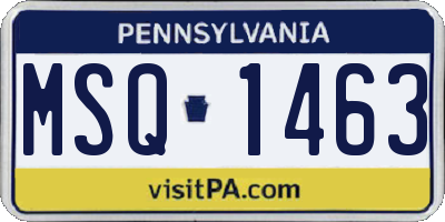 PA license plate MSQ1463