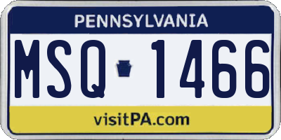 PA license plate MSQ1466