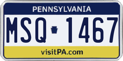 PA license plate MSQ1467