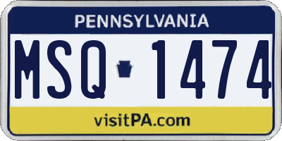 PA license plate MSQ1474