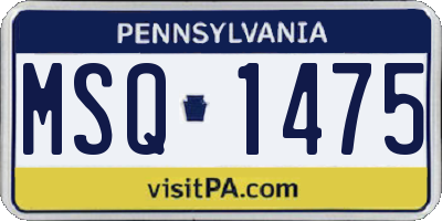 PA license plate MSQ1475