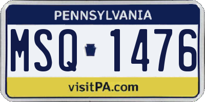 PA license plate MSQ1476