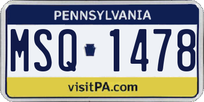PA license plate MSQ1478