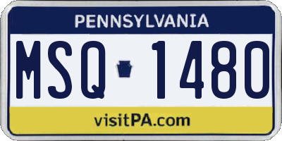 PA license plate MSQ1480