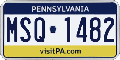 PA license plate MSQ1482