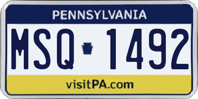 PA license plate MSQ1492