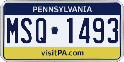 PA license plate MSQ1493