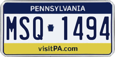 PA license plate MSQ1494