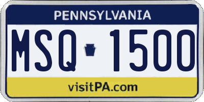 PA license plate MSQ1500