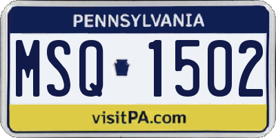 PA license plate MSQ1502