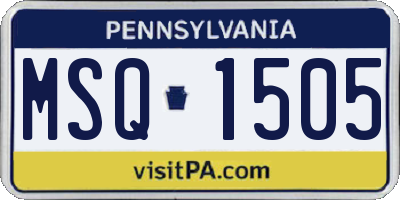 PA license plate MSQ1505