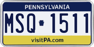 PA license plate MSQ1511